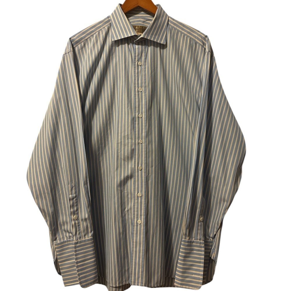 Paul Stuart Blue and White Striped Dress Shirt